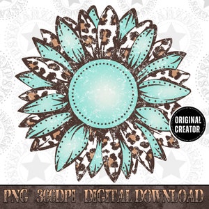 Leopard Print Sunflower Design, Western Png, Sunflower PNG, Flower Design, Png File, Western Shirt Design, Boho Design, Original Creator