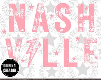 Design western di Nashville in formato PNG, per sublimazione su maglietta (download digitale)