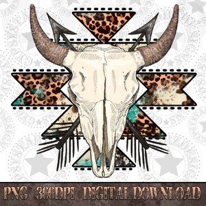 New Western PNG, Print Aztec Western Bull Skull Png, Western PNG, Western PNG, Png File, Instant Download, Shirt Design, Boho Design