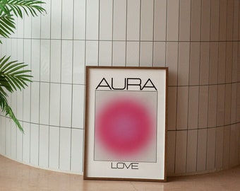 Liefdesposter met kleurverloop aura • Trendy spirituele muurkunst (digitale download)