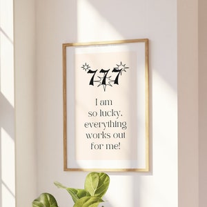 Angel Number 777 Poster, Manifestation Print, Angel Numbers Poster, Spiritual Poster, Luck Girl 777 Print, Positive Affirmation Wall Art