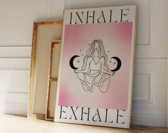 Inhale Exhale Yoga Print, Gradient Aura Art (Digital Download)