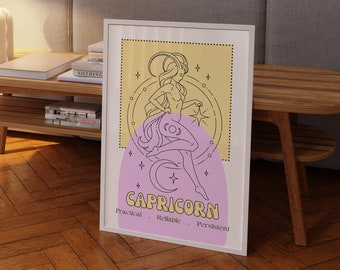 Capricorn Zodiac Art Print, Horoscope Astrology Poster (Digital Download)