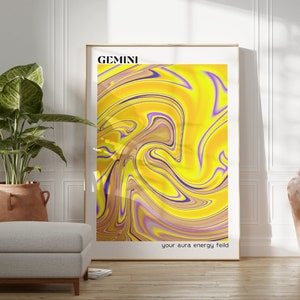 Aura Poster Zwillinge Wandkunst · Aura Druck Zwillinge · Spirituelles Dekor Schlafzimmer · Zwillinge Sternbild Wandkunst · Sternzeichen Poster Druck Zwillinge Geschenk