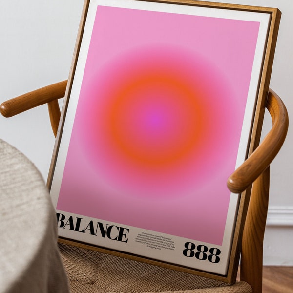 Angel Number 888 Poster · Gradient Aura Print · Pink Preppy Wall Art · Angel Aura Poster · Positive Energy Gift · Groovy Wall Decor Bedroom