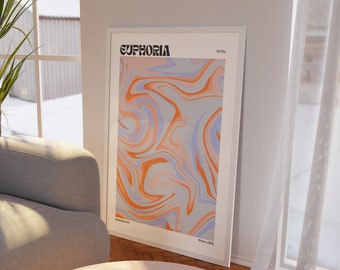 Retro Euphoria Poster, Gradient Aura Poster, Affirmation Poster, Aesthetic Room Decor, Psychedelic Home Decor, DIGITAL DOWNLOAD