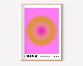 555 Angel Number Poster · High Vibration Art · Spiritual Art Print Download · Aura Poster Print · Dorm Room Decor · Gradient Funky Wall Art