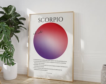 Skorpion Aura Poster • Sternzeichen spirituelle Dekoration (Digitaler Download)