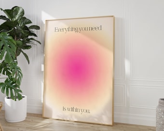Pink Aura Gradient Poster, Spiritual Affirmation Art (Digital Download)