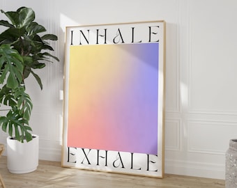 Inhale Exhale Gradient Aura Poster, Spiritual Yoga Wall Art (Digital Download)