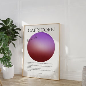 Sterrenbeeld Steenbok Auraposter · Steenbok sterrenbeeld muurdecoratie · Astrologiegeschenken Steenbok · Auraprint digitale download · Esthetische kamerdecoratie