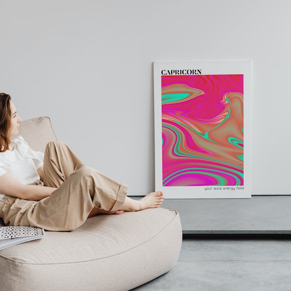 Capricorn Aura Poster · Capricorn Wall Art Print · Astrology Gifts Capricorn Gift Girls · Cool Posters Aesthetic · Energy Trendy Room Decor