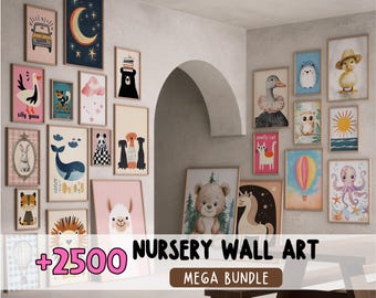 Bunte Tierbilder Bundle, Kinderzimmer Dekor (digitaler Download)