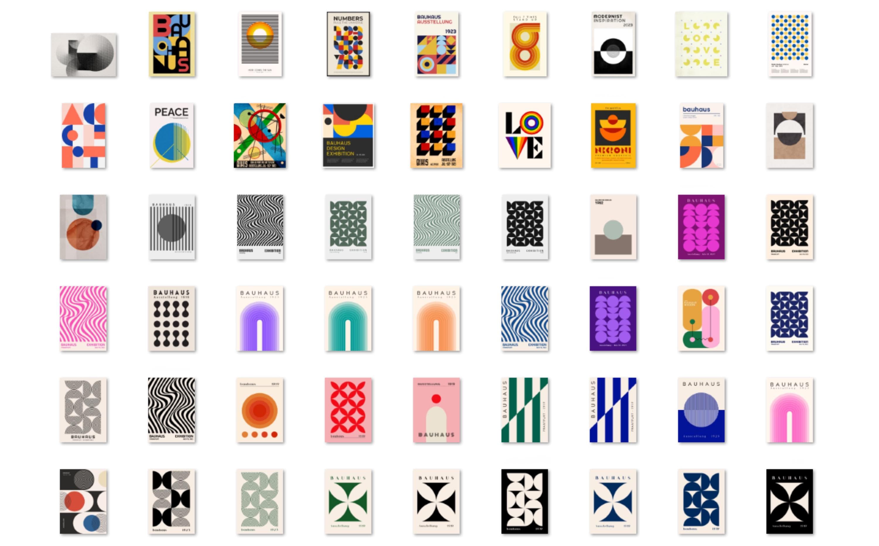 Bauhaus Poster Bundle, Modern Geometric Wall Art (digital Download) - Etsy