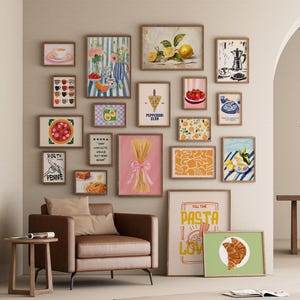 Mattryck med italienskt kök, pasta, citron, kaffe, barvagnsdekor (digitalt nedladdningspaket 1500+)