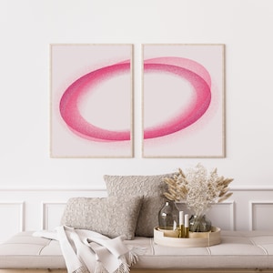 Aura-posterset van 2 · Roze preppy muurkunst · Auraprint met kleurovergang · Kunst over de bank · Leuke posters Esthetische kamerdecoratie · Spirituele kunst