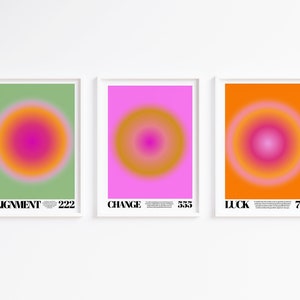 Angel Number Poster Set, Gradient Aura Prints (Digital Download)