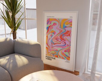 Retro Aura Poster Print, Positive Vibes Poster, Retro Gradient Poster, Aesthetic Room Decor, Psychedelic Home Decor DIGITAL DOWNLOAD