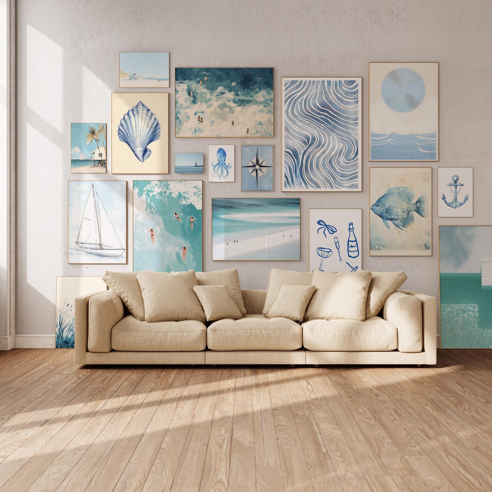 1000+ Coastal Gallery Wall Art Prints, Beach Cottage Decor (digital ...