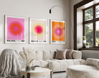 Ensemble d'affiches dégradées avec nombre d'anges, décoration tendance pour dortoir (téléchargement numérique)