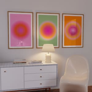 Aura Poster 3 Piece Wall Art, Aura Poster Print, Gradient Aura Poster Set Of 3, Energy Trendy Wall Art Dorm Room Decor Printable Poster