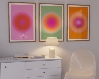Gradient Aura Poster Set, Trendy Dorm Room Wall Art (Digital Download)
