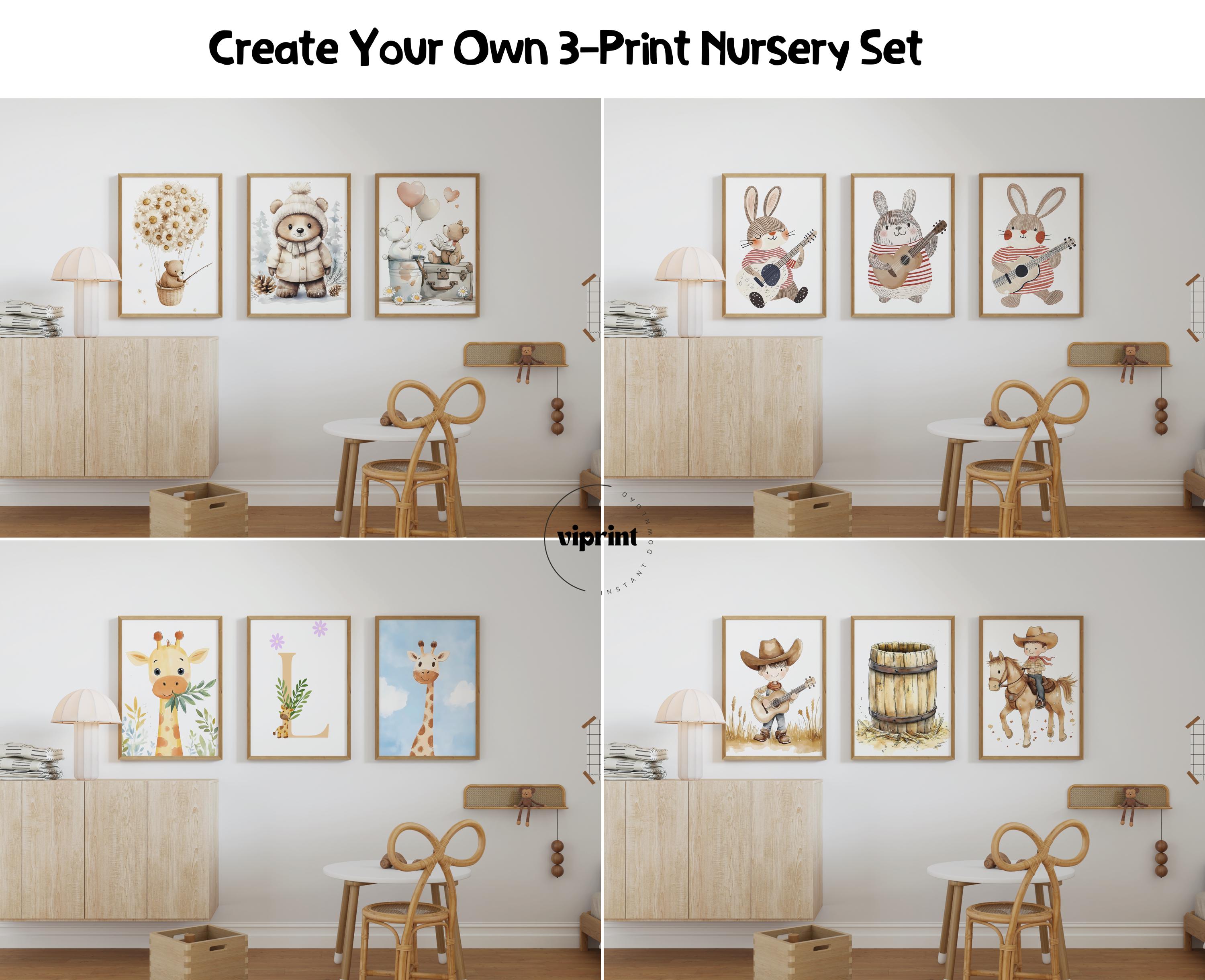 Colorful Animal Nursery Prints Bundle, Kids Room Decor (digital ...