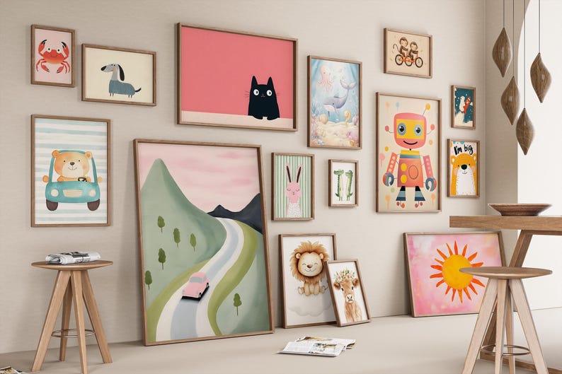 Colorful Animal Nursery Prints Bundle, Kids Room Decor (digital ...