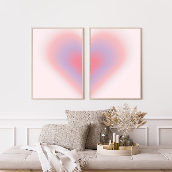 Gradient Heart Aura Print · Aura Poster Two Piece Wall Art · Positive Energy Poster · Cute Poster Aesthetic Room Decor · Spiritual Art Print