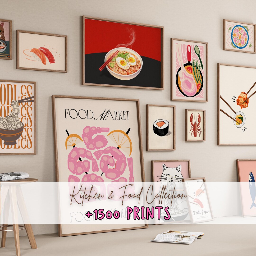 Retro Kitchen Food Prints, Bar Cart Decor, Gallery Wall Art (instant ...