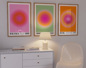 Conjunto de Impressões com Aura de Números dos Anjos, Decoração Moderna para Dormitórios (Download Digital)