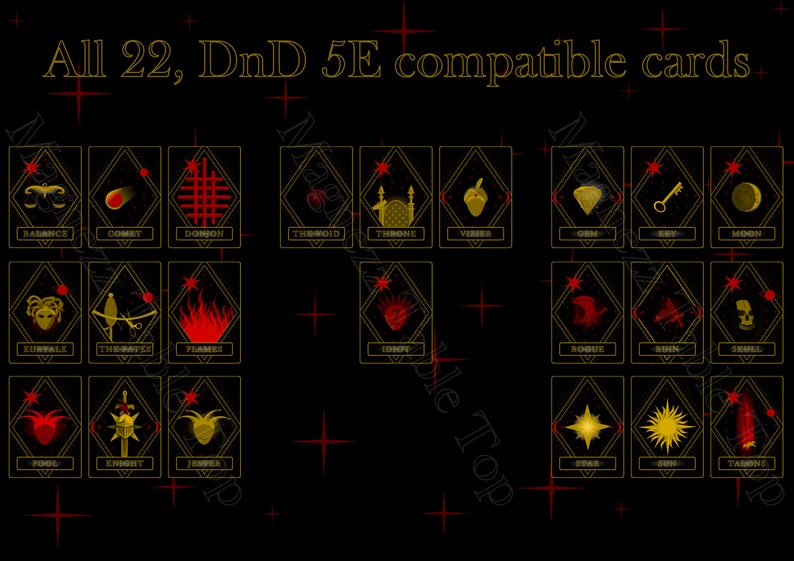 Deck of Many Things Dnd 5E Compatible Printable Digital Only Dungeons