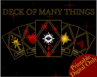 Deck Of Many Things | DnD 5E compatible | Printable | Digital only | Dungeons and Dragons accessory | Artifact | Cards