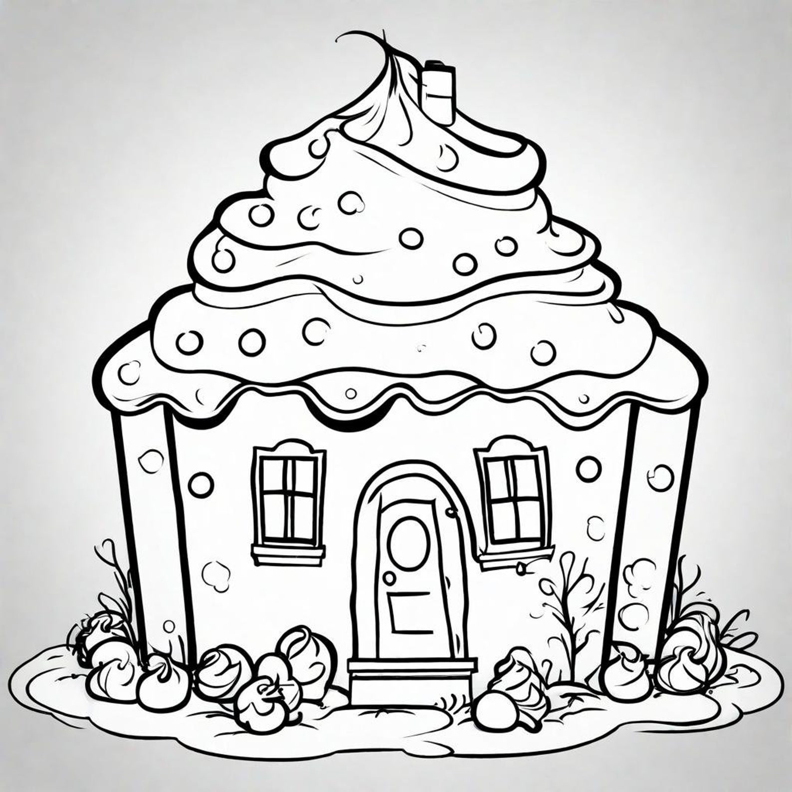 Cupcake House Coloring Page Digital Image - Etsy