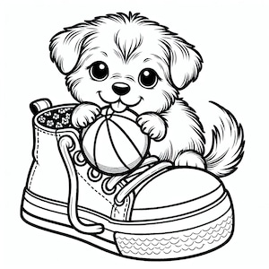 Puppy in Sneaker coloring page