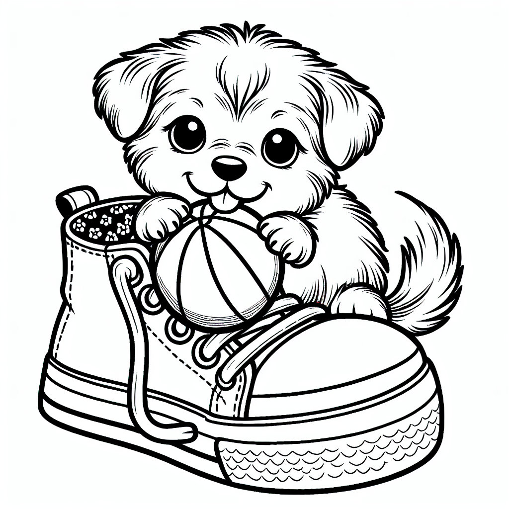 puppy-in-sneaker-coloring-page-etsy-australia