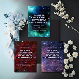 Galaxy Celestial Birthday Invitation | Digital Download | Editable Template