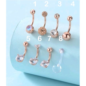 Rose gold Rhinestone Decor Belly Bars