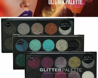 Technic pressed glitter palette, 10 highly pigmented shades