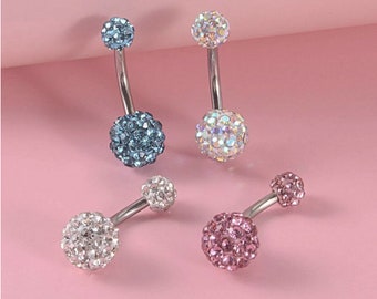 Rhinestone Decor Belly bars