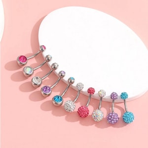 Silver Rhinestone Decor Belly Bars