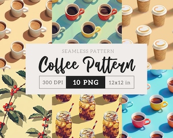 Kaffee Muster Nahtlose Hintergrund Latte Druckbare Kaffeetasse Scrapbook Papier Nahtlose Texturen Eiskaffee-Wiederholungsmuster Sublimation