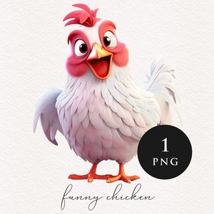 Funny Chicken clipart PNG Cute Hen Rooster clip art cartoon bird 3d Sublimation transfert PNGs Journal craft card making Tee Tshirt graphiques