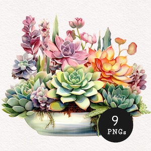 Potted Succulents Clipart Watercolor Succulent PNG plant lover illustration Aesthetic cottagecore graphics Scrapbook Digital Commercial use
