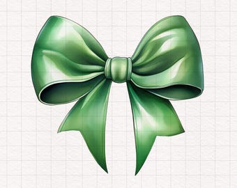 7 lazos verdes Clipart Lazos de acuarela Gráficos de temas de naturaleza PNG Camisa de cinta verde coqueta Diseño de camiseta de sublimación Cinta linda de moda