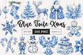Christmas Toile Clipart Holiday Chinoiserie PNG Winter Toile Sublimation Xmas Gifts Toile Santa Christmas Tree Bauble Junk Journal Reindeer product logo