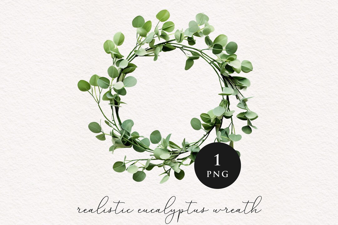Eucalyptus Wreath Clipart PNG Realistic Sublimation Transfer Clip Art ...