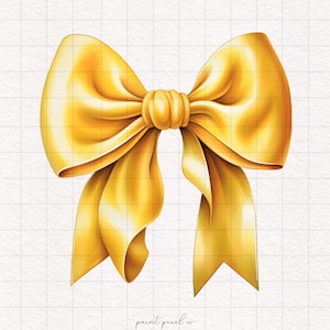 10 Yellow Bows Clipart Watercolor Bow Summer theme graphics PNG Coquette Yellow Ribbon Shirt Sublimation T-shirt design Trendy Heat Transfer