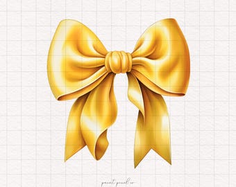 10 Yellow Bows Clipart Watercolor Bow Summer theme graphics PNG Coquette Yellow Ribbon Shirt Sublimation T-shirt design Trendy Heat Transfer