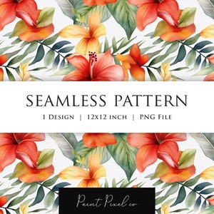 Patrón sin costuras Patrón floral Patrón repetitivo PNG Diseño de tela Patrón de sublimación de papel textil Patrones florales hawaianos Papel digital
